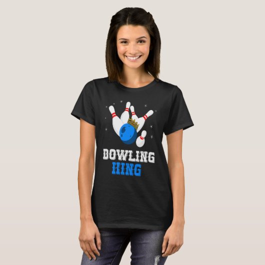 Bowling King Crown Bowling Pin Strike Bowler Bowli Tシャツ (正面フル)