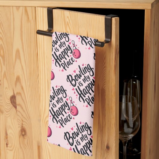 Bowling Lover Cute Retro Aesthetic Sports Design キッチンタオル (三つ折り)