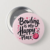 Bowling Lover Cute Retro Aesthetic Sports Design 缶バッジ (正面&裏面)