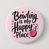 Bowling Lover Cute Retro Aesthetic Sports Design 缶バッジ (正面)