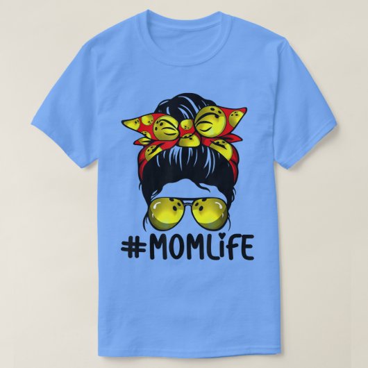 Bowling Messy Bun Proud Mom Baseball Scarf Sunshad Tシャツ (デザイン正面)