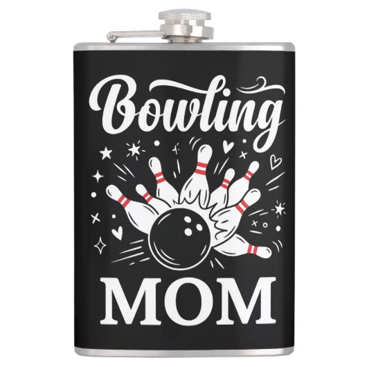 Bowling Mom Heart Pins Funny League Mothers Day フラスク (正面)