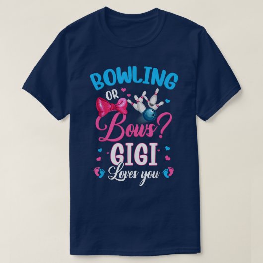 Bowling or Bows Gigi Loves You Gender Reveal Pink Tシャツ (デザイン正面)