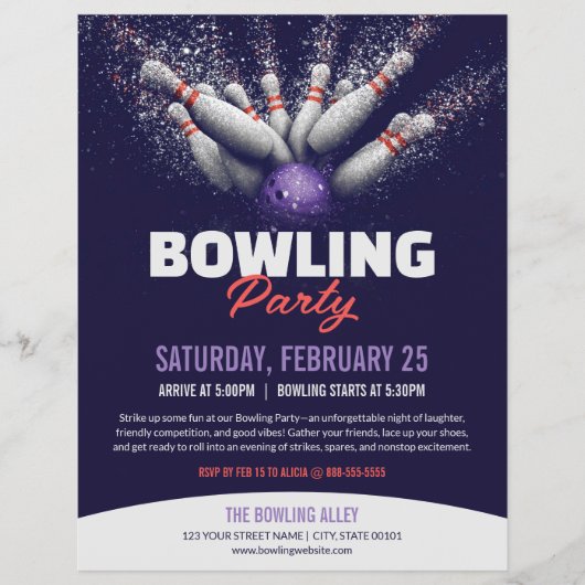 Bowling Party Event Flyer Template チラシ (正面)