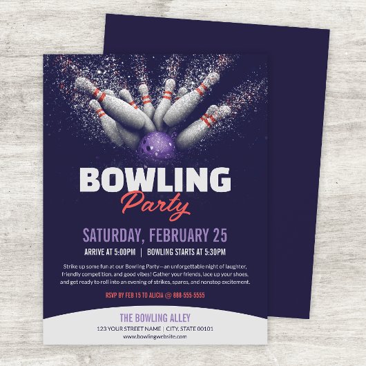 Bowling Party Event Flyer Template チラシ