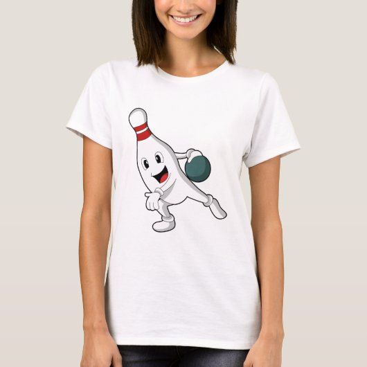 Bowling pin at Bowling with Bowling ball Tシャツ (正面)