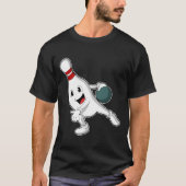 Bowling pin at Bowling with Bowling ball Tシャツ (正面)