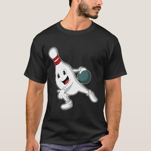 Bowling pin at Bowling with Bowling ball Tシャツ (正面)