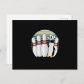 Bowling Pin Bowler Strike Spin Spare Penguin Gift ポストカード (正面/裏面)