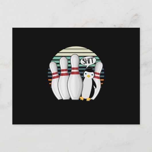 Bowling Pin Bowler Strike Spin Spare Penguin Gift ポストカード (正面)