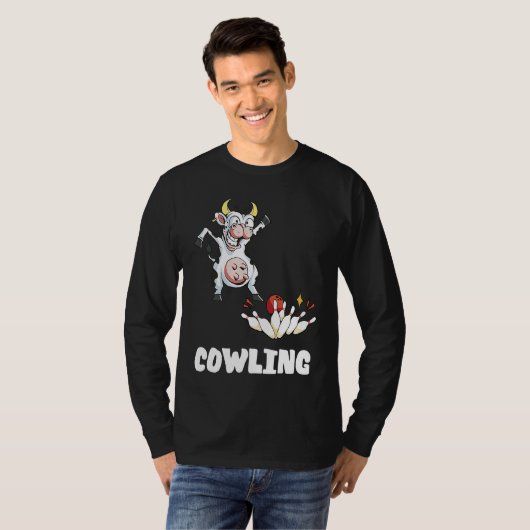 Bowling Pin Cow Funny Bowling Bowler Strike Bowlin Tシャツ (正面フル)
