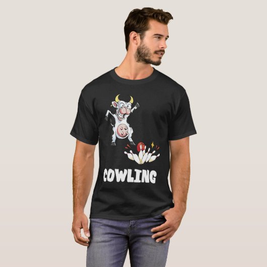 Bowling Pin Cow Funny Bowling Bowler Strike Bowlin Tシャツ (正面フル)