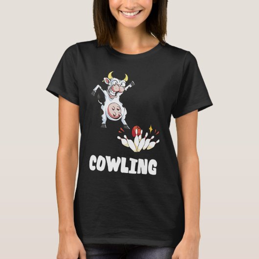 Bowling Pin Cow Funny Bowling Bowler Strike Bowlin Tシャツ (正面)