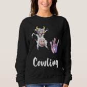 Bowling Pin Funny Bowling Bowler Cow Strike Bowlin スウェットシャツ (正面)