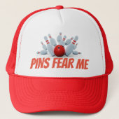 Bowling Pins Fear Me Fun Bowler キャップ (正面)