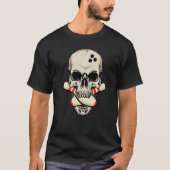 Bowling Pins Retro Skull Skeleton Head Bowling Bal Tシャツ (正面)