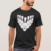 Bowling Pins With Hilarious Expressions Bowling Tシャツ (正面)