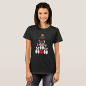 Bowling Player Christmas Tree Lights Xmas Ball Bow Tシャツ (正面フル)