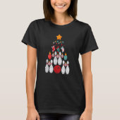 Bowling Player Christmas Tree Lights Xmas Ball Bow Tシャツ (正面)