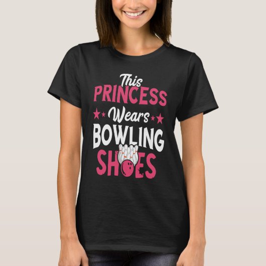 Bowling Princess Bowling Shoes Bowler Bowling Pins Tシャツ (正面)