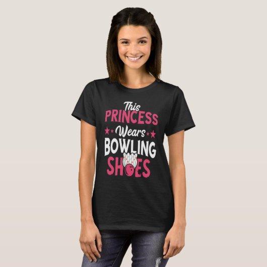 Bowling Princess Bowling Shoes Bowler Bowling Pins Tシャツ (正面フル)
