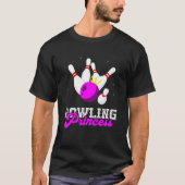 Bowling Princess Crown Bowling Pin Strike Bowler B Tシャツ (正面)