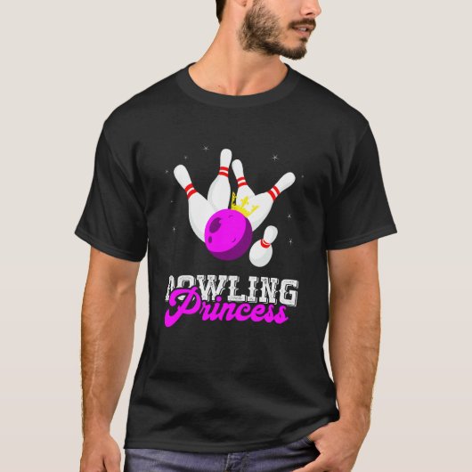 Bowling Princess Crown Bowling Pin Strike Bowler B Tシャツ (正面)