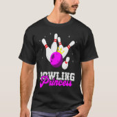 Bowling Princess Crown Bowling Pin Strike Bowler B Tシャツ (正面)
