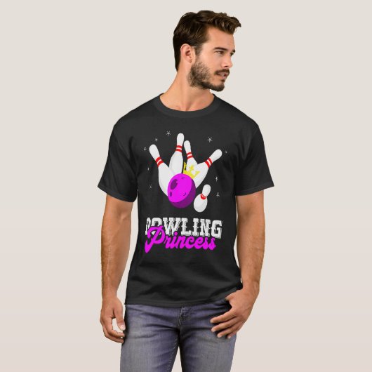 Bowling Princess Crown Bowling Pin Strike Bowler B Tシャツ (正面フル)