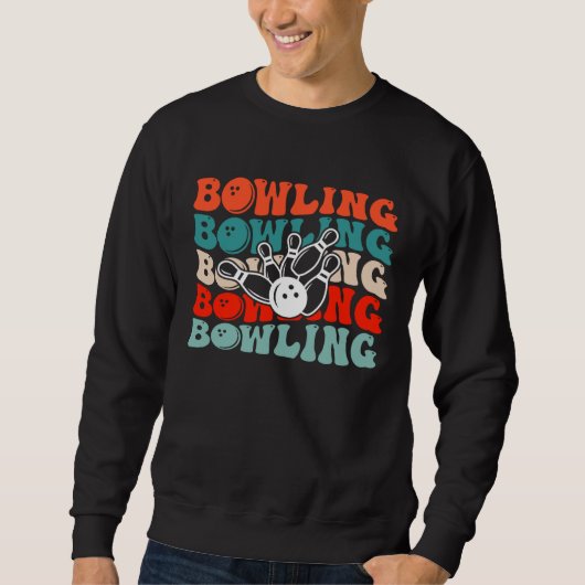 Bowling Retro Groovy Bowling  Bowler スウェットシャツ (正面)
