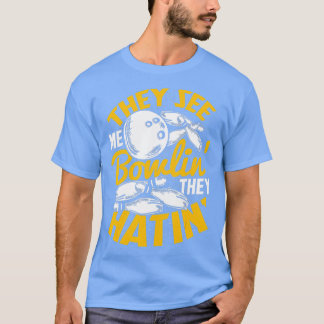 Bowling Roll Pins Strike Bowler Sports Team Tシャツ