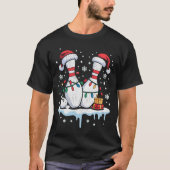 Bowling Santa Hat Funny Christmas Long Sleeve  Tシャツ (正面)
