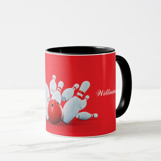 Bowling sport Ball and Pins strike! マグカップ (正面右)