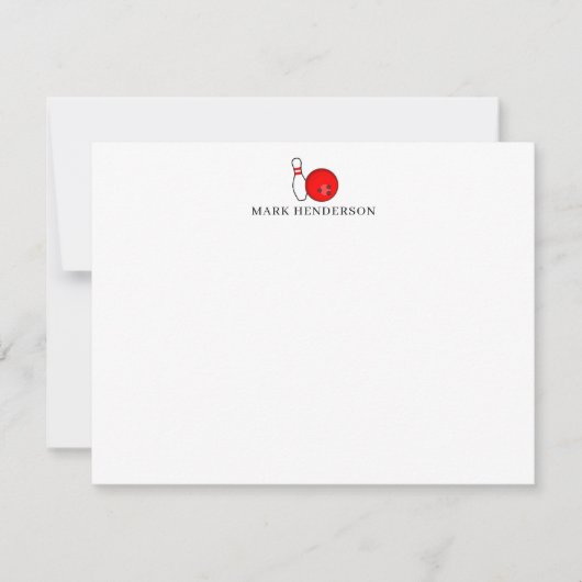 Bowling Themed Personalized Stationery Bowling ノートカード (正面)