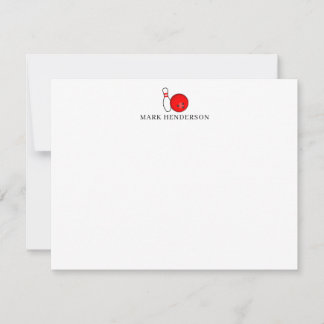 Bowling Themed Personalized Stationery Bowling ノートカード