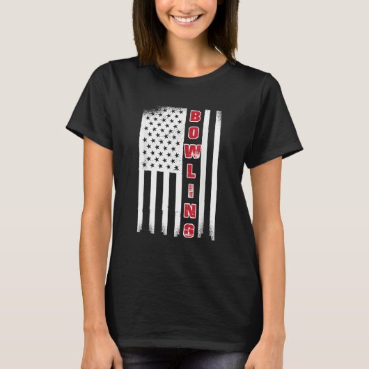 Bowling USA flag bowling team bowling ball Tシャツ (正面)