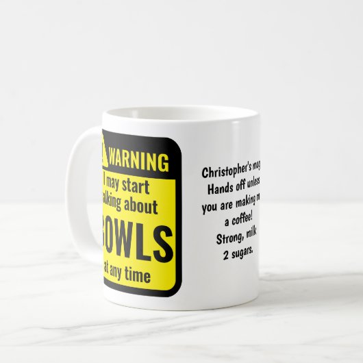 Bowls Funny Personalized Warning コーヒーマグカップ (正面左)