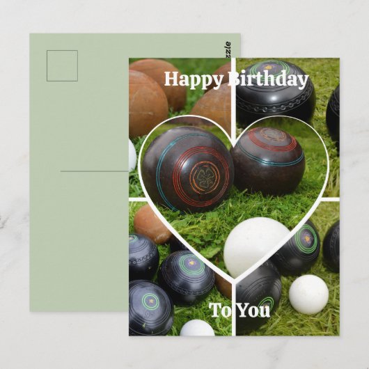 Bowls Heart Photo Collage, Birthday Postcard ポストカード (正面/裏面)