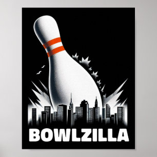 Bowlzilla市10ピンメンキッズおもしろいB ポスター