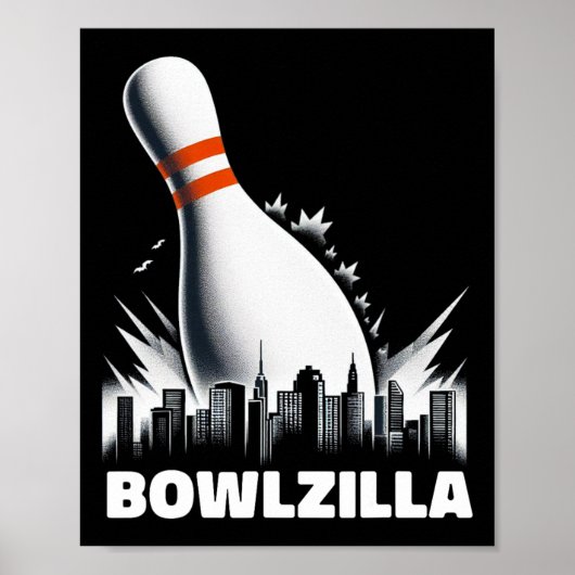 Bowlzilla市10ピンメンキッズおもしろいB ポスター (正面)