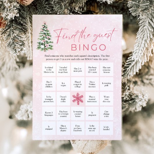 BowsクリスマスFind the Guest Bingo Baby Shour 招待状