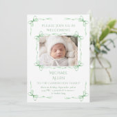 Bowsベビーグリーンフォト誕生発表カード 案内状 (スタンド正面)