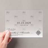Bows & 結婚s Vowsコケ名門私立校風のット日付を保存 アクリル招待状 (インサイチュ (ポータブル))