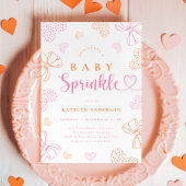 Bows and Hearts Sprinkle Baby Shower Invitation 招待状