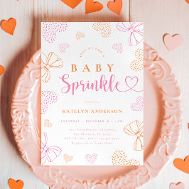 Bows and Hearts Sprinkle Baby Shower Invitation 招待状