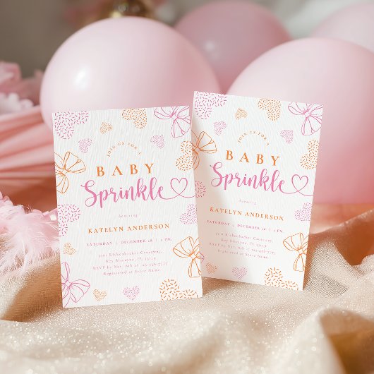 Bows and Hearts Sprinkle Baby Shower Invitation 招待状
