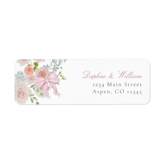 Bows and Wildflowers Return Address Label ラベル (正面)