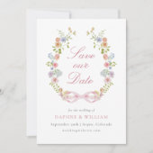 Bows and Wildflowers Save the Date Card セーブザデート (正面)