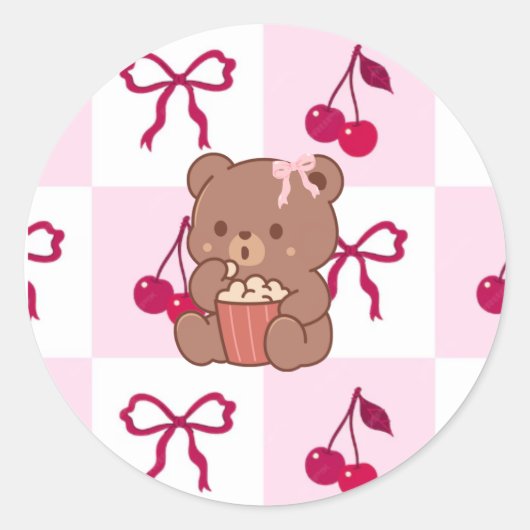 Bows & Bears Stickers ラウンドシール (正面)