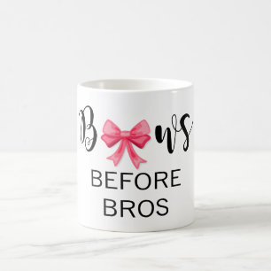 Bows Before Bros ピンク リボン ブラック レタリング コーヒーマグカップ